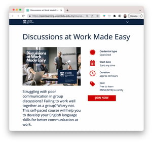 Discussions at Work Made Easy KDU Landing Page