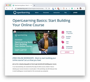 OL Workshop Course Landing Page