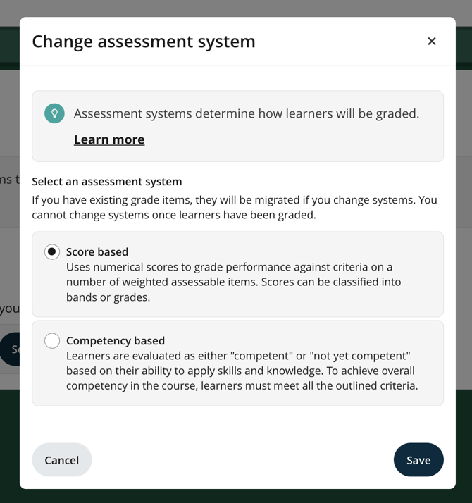 change assessment system LMS openlearning
