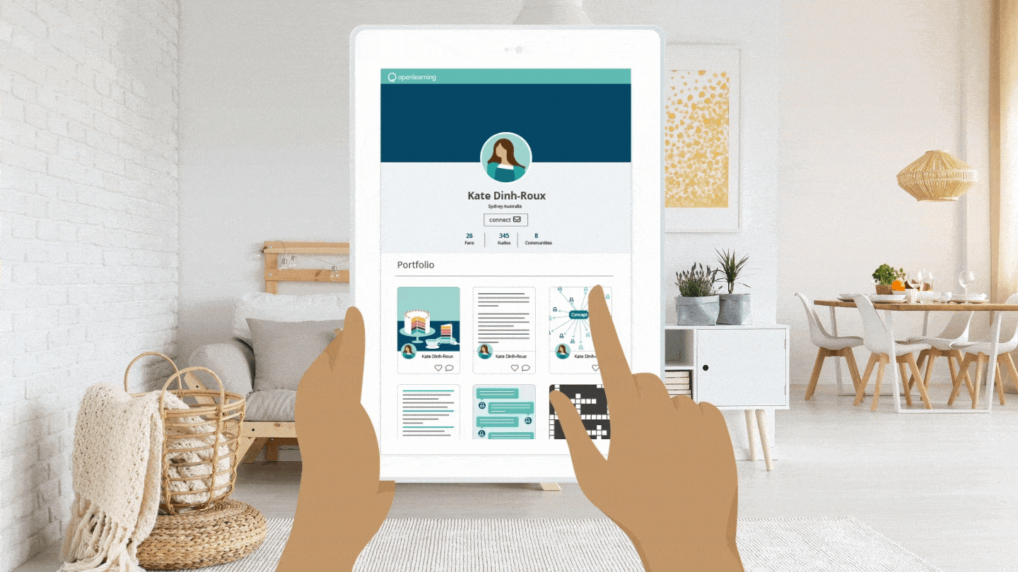 OpenLearning Portfolio can be used at home, from your favourite cafe, at your desk or even in a job interview.